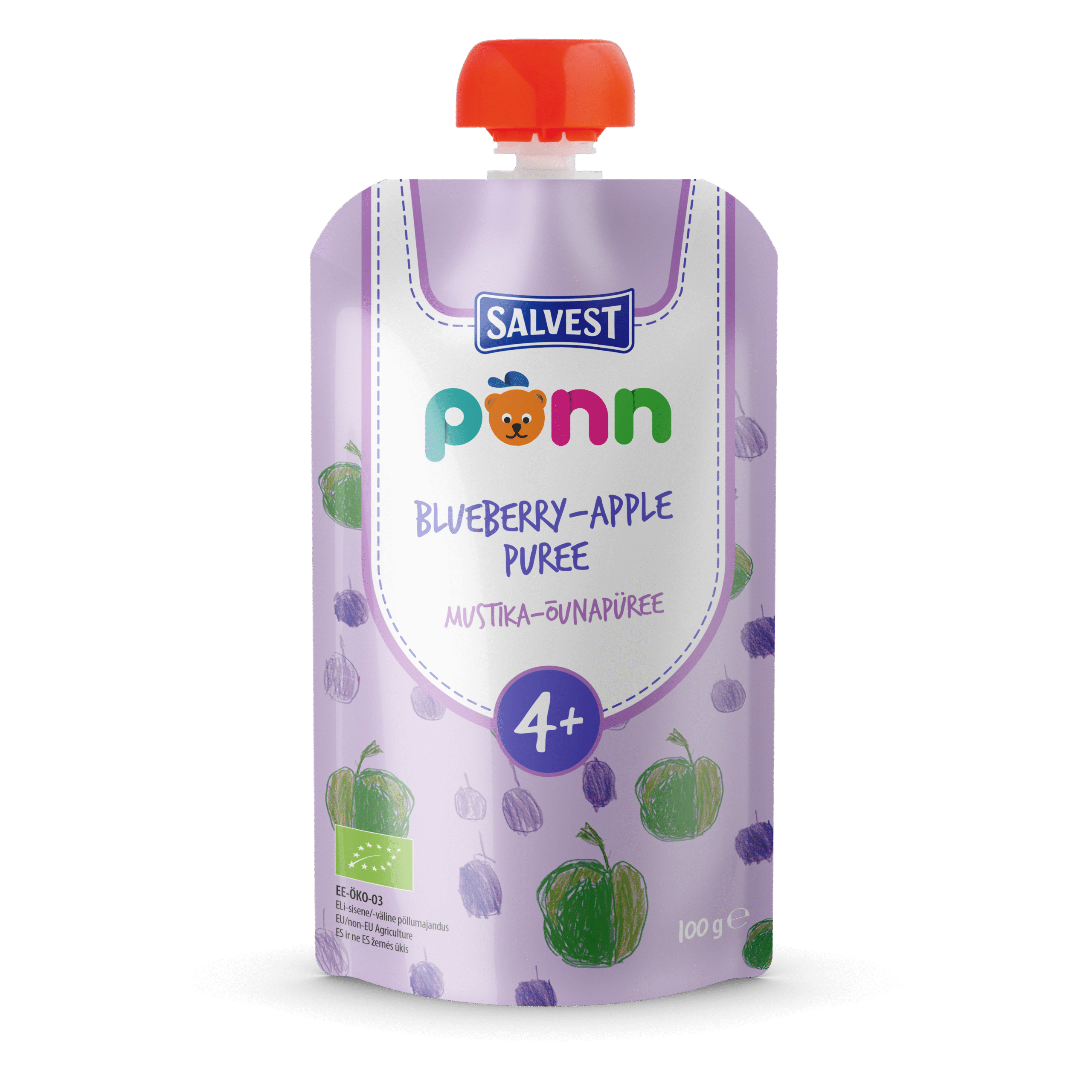 PÕNN Organic Blueberry-apple puree 4+