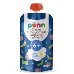 PÕNN Organic Cereal porridge with milk and fruits GOOD NIGHT 110 g 6+