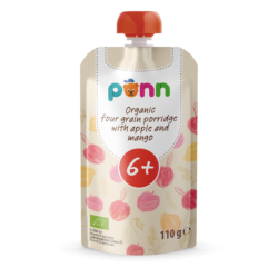 PÕNN Organic Four grain porridge with apple and mango 6+